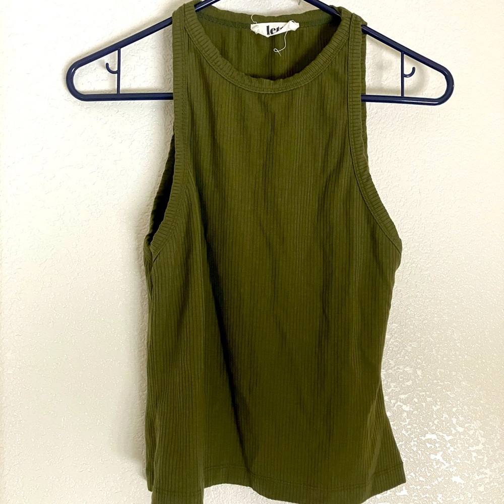Lett Olive Green Cropped Ribbed Tank Top size large